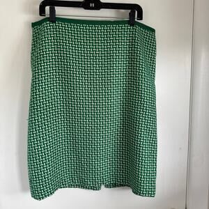 Talbots Womens Green White Woven Tweed Lined Pencil Skirt Plus Size 16 Career